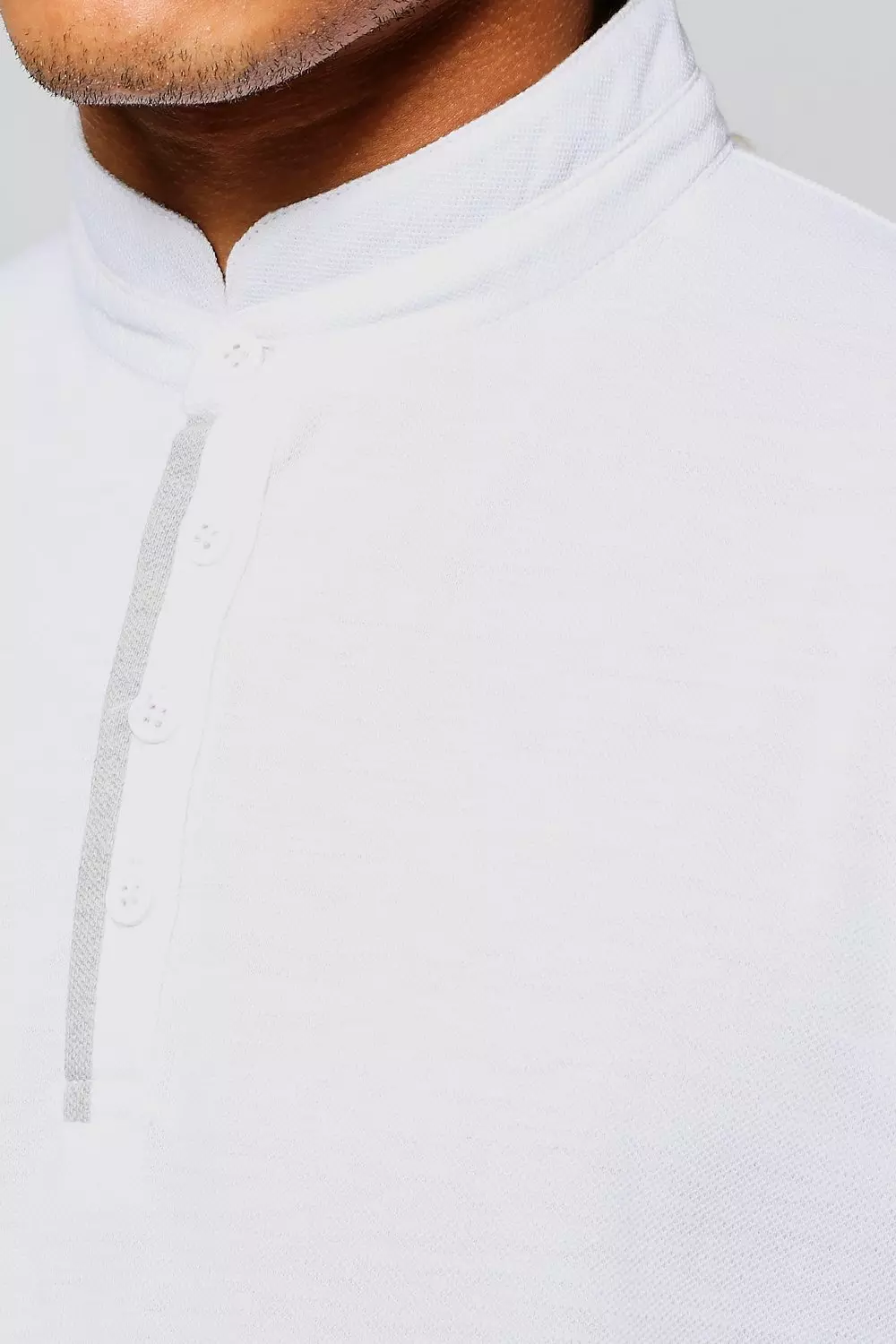 Mandarin collar piqué shirt store